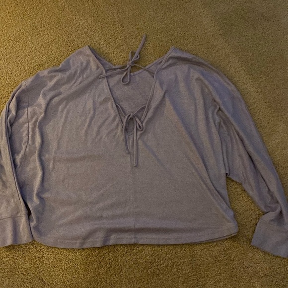 Purple solid tie back drop shoulder top size XL - Picture 5 of 5